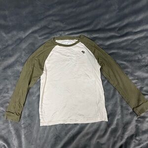 Abercrombie Kids Olive and White Long Sleeve Tee